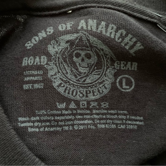 Sons of Anarchy T Shirt Black Reaper SAMCRO Crew Neck Bikercore Edgy TV Y2K - Picture 8 of 11
